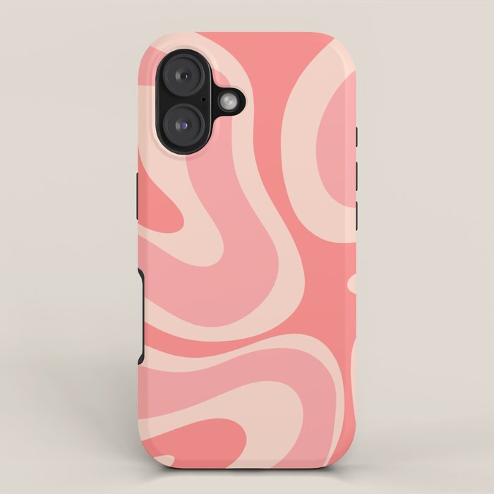 Blush Pink Modern Retro Liquid Swirl Abstract Pattern Square iPhone Case Gallery Image 1