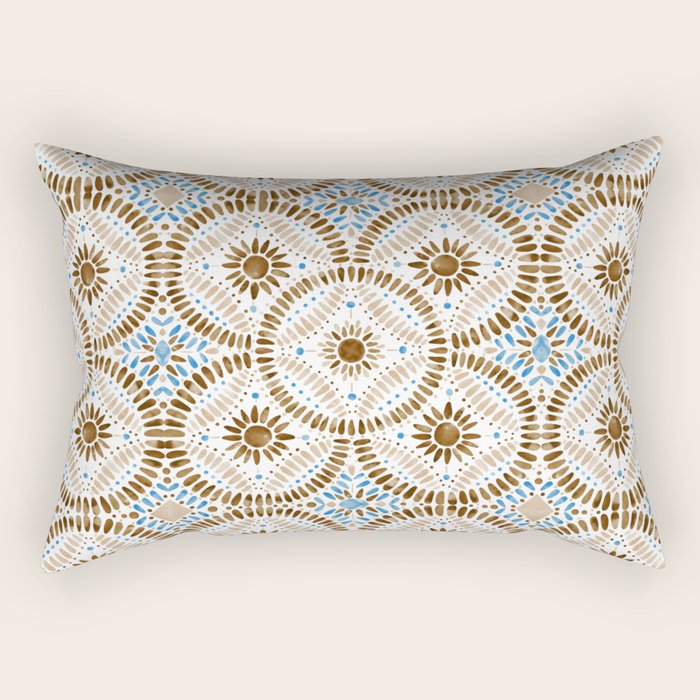 Rustic Tile Mandala A Rectangular Pillow Gallery Image 1