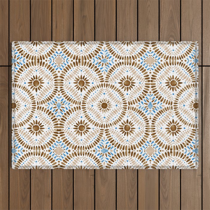 Rustic Tile Mandala A Outdoor Rug Gallery Image 1
