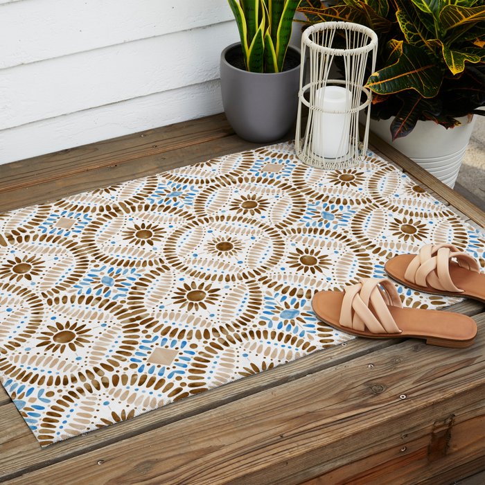 Rustic Tile Mandala A Outdoor Rug Gallery Image 2