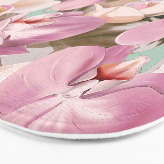 Lush Pink Tropical Flowers I Bath Mat Gallery Image 3