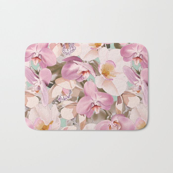 Lush Pink Tropical Flowers I Bath Mat Gallery Image 1