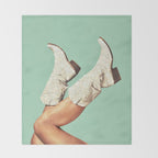 These Boots - Glitter Teal Green II Throw Blanket Gallery Image 2