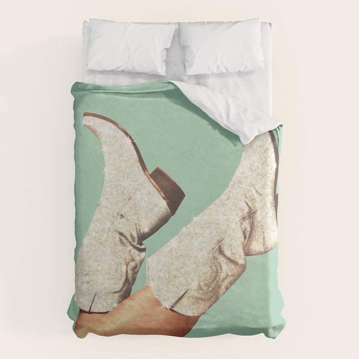These Boots - Glitter Teal Green II Duvet Cover Gallery Image 1