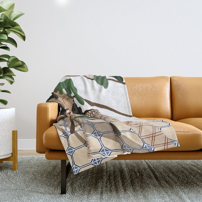Lounging in my rattan chair Throw Blanket Gallery Image 1