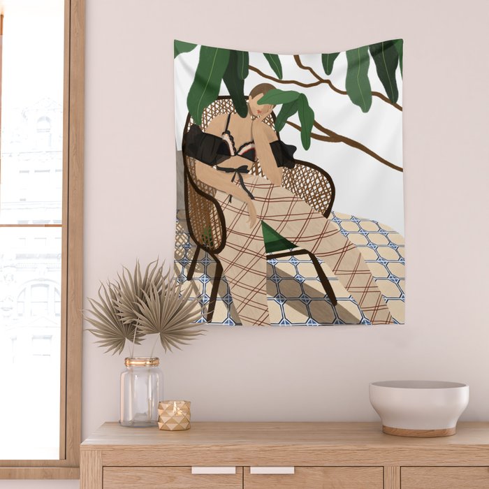 Lounging in my rattan chair Wall Tapestry Gallery Image 2