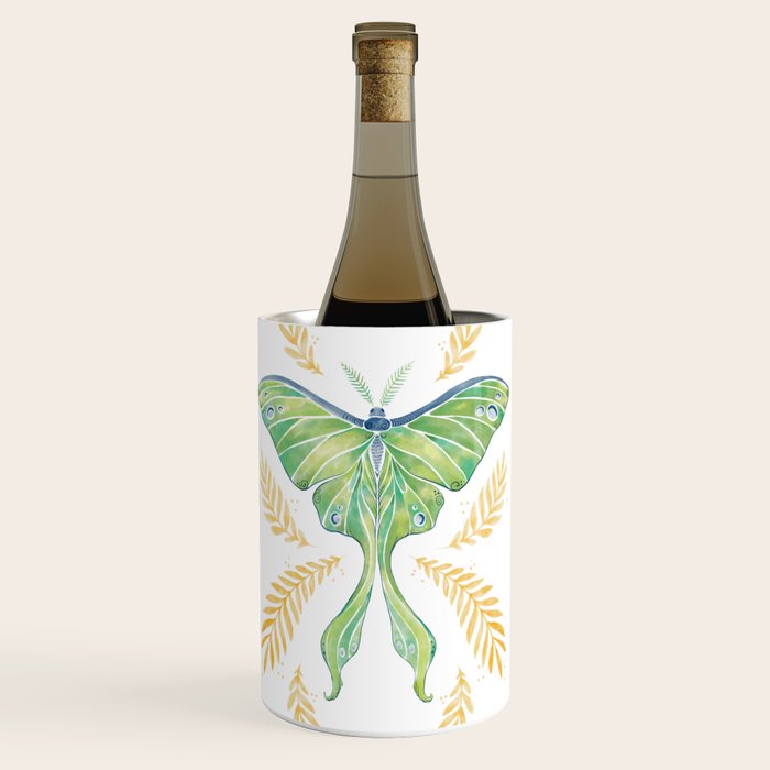 Watercolor Luna Moth Wine Chiller Gallery Image 3
