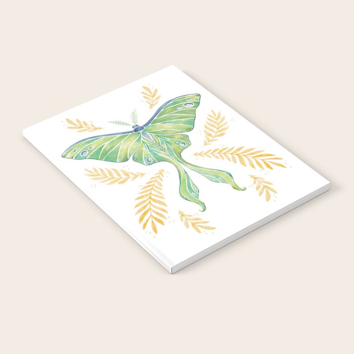 Watercolor Luna Moth Notebook Gallery Image 2
