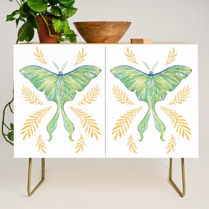 Watercolor Luna Moth Credenza Gallery Image 1
