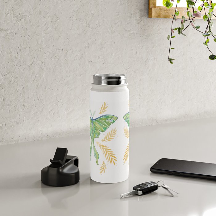 Watercolor Luna Moth Water Bottle Gallery Image 4
