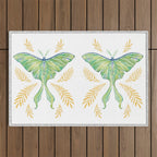 Watercolor Luna Moth Outdoor Rug Gallery Image 1