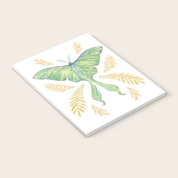 Watercolor Luna Moth Notebook Gallery Image 3