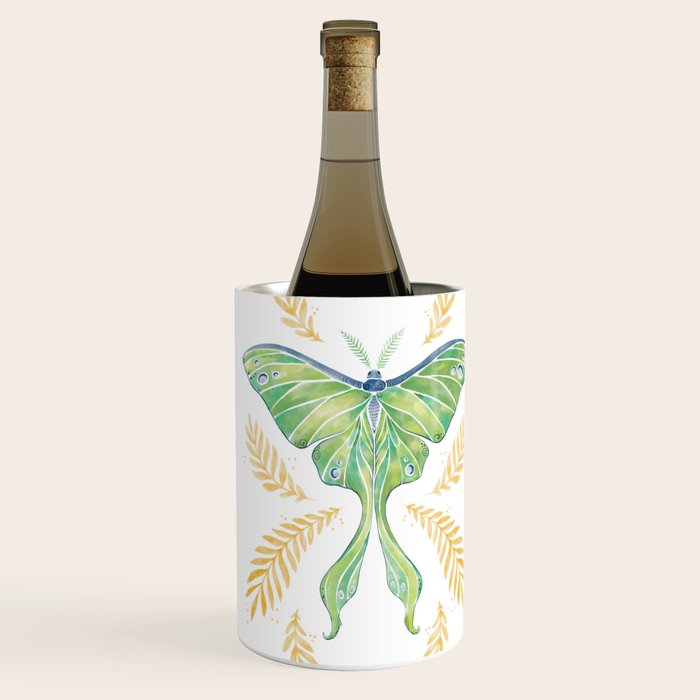 Watercolor Luna Moth Wine Chiller Gallery Image 2
