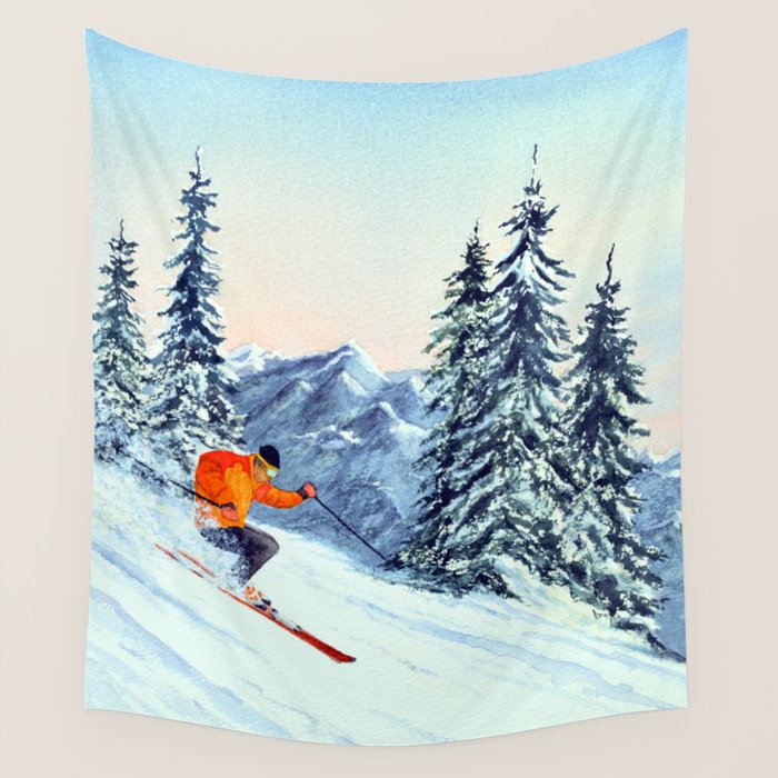 Skiing The Clear Leader Wall Tapestry Gallery Image 1