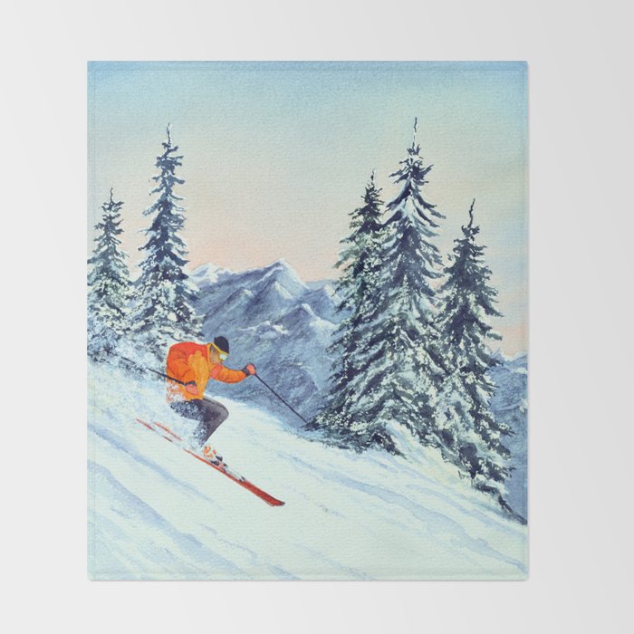 Skiing The Clear Leader Throw Blanket Gallery Image 2