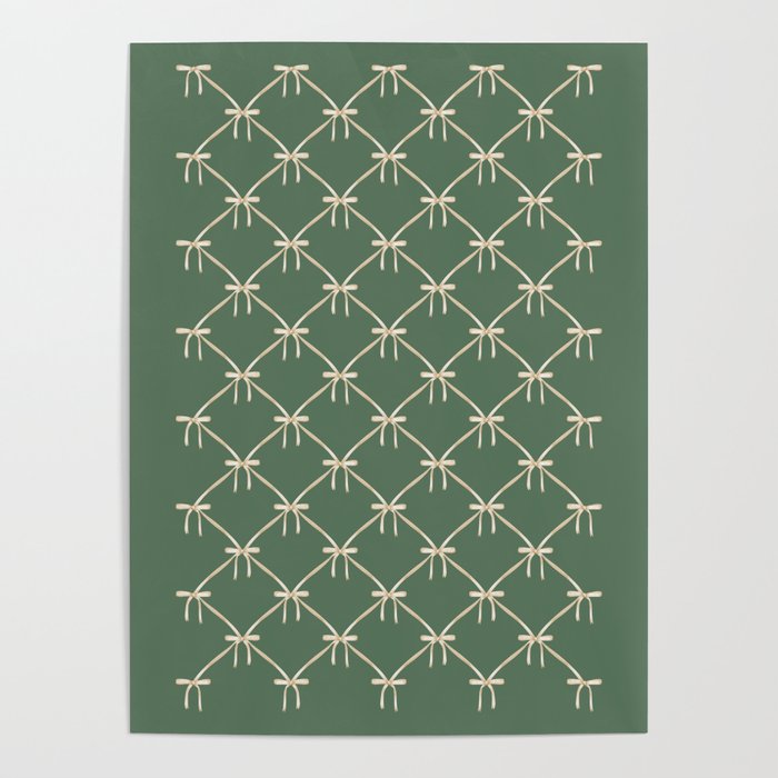 Bows & Ribbons Pattern XXVI Natural Green Poster Gallery Image 1