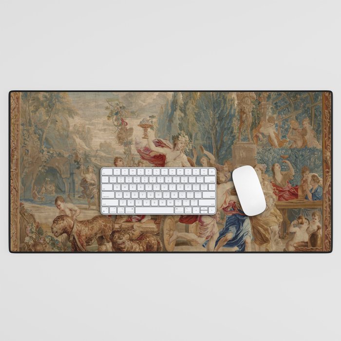 Antique 18th Century Mythological Bacchus God of Wine Tapestry Desk Mat Gallery Image 1