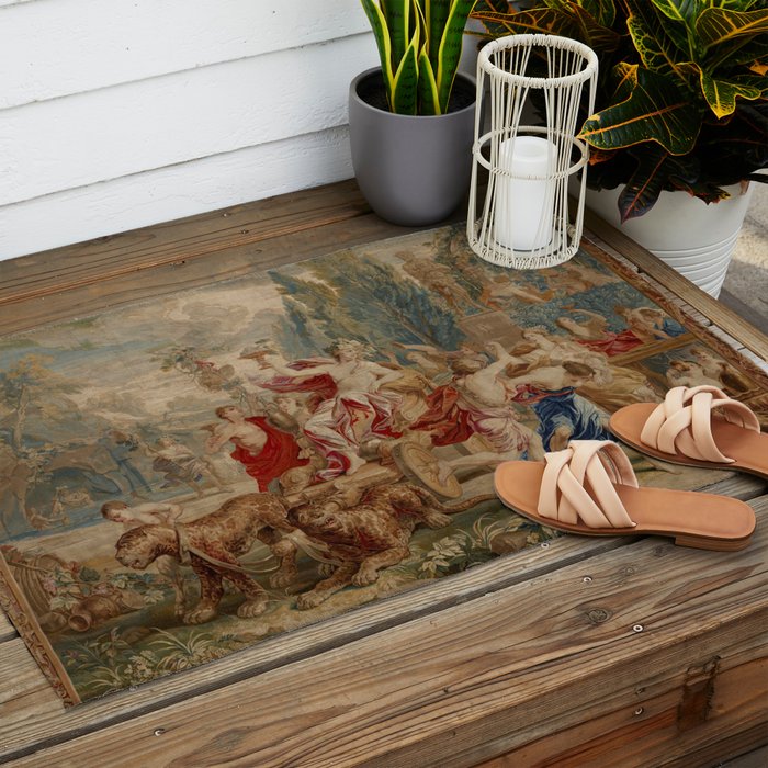 Antique 18th Century Mythological Bacchus God of Wine Tapestry Outdoor Rug Gallery Image 2