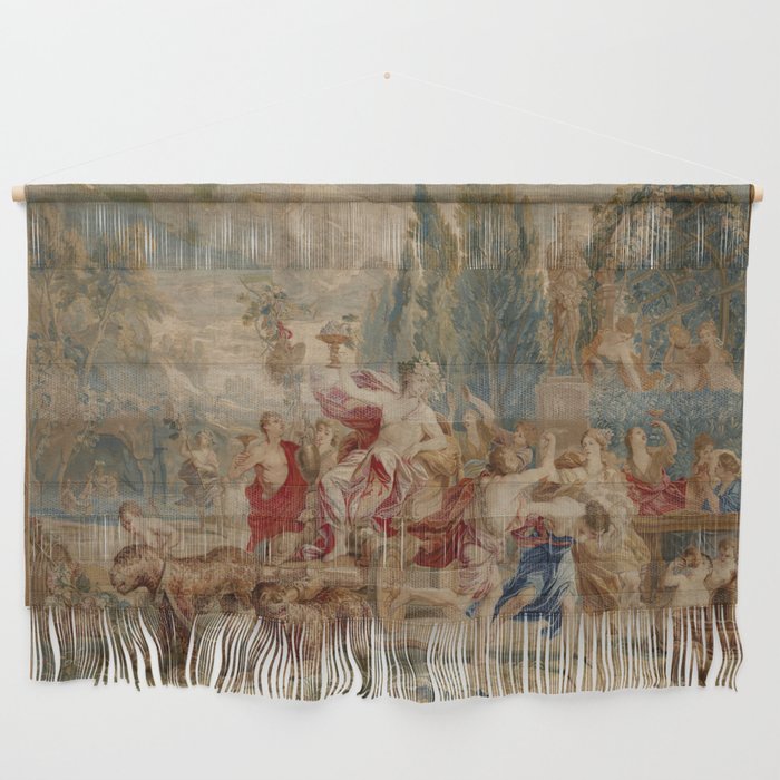 Antique 18th Century Mythological Bacchus God of Wine Tapestry Wall Hanging Gallery Image 1