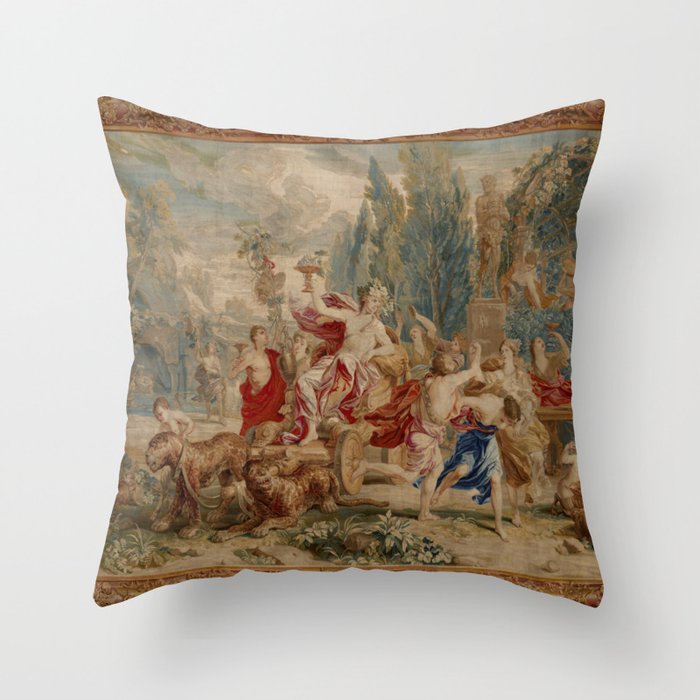 Antique 18th Century Mythological Bacchus God of Wine Tapestry Throw Pillow Gallery Image 6