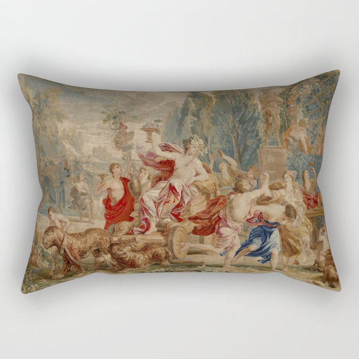 Antique 18th Century Mythological Bacchus God of Wine Tapestry Rectangular Pillow Gallery Image 2