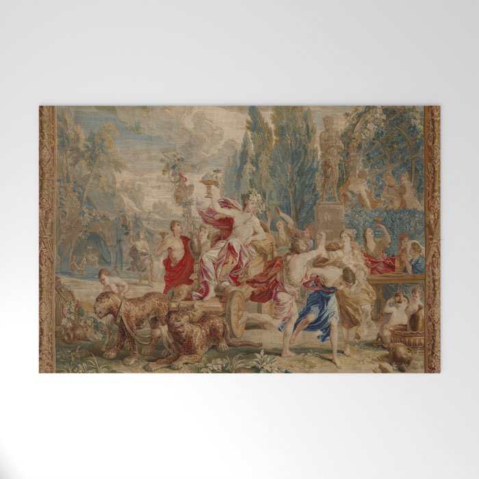Antique 18th Century Mythological Bacchus God of Wine Tapestry Welcome Mat Gallery Image 1