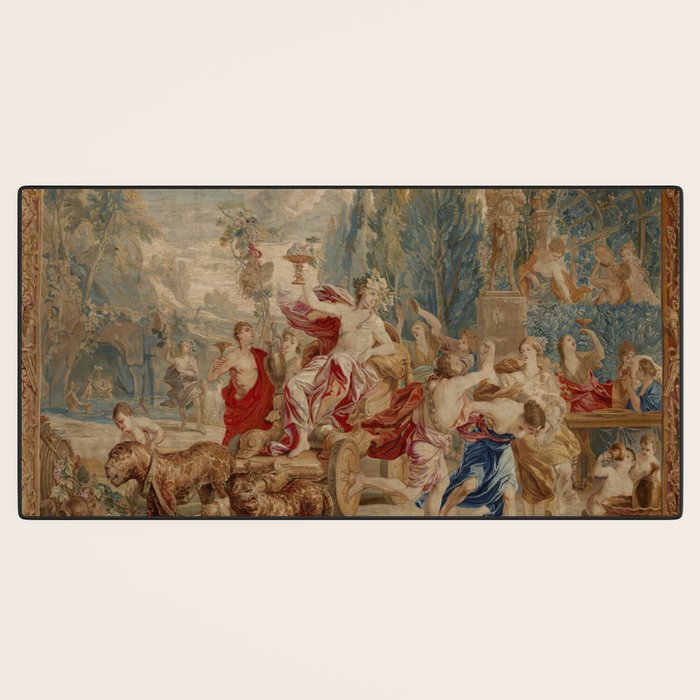 Antique 18th Century Mythological Bacchus God of Wine Tapestry Desk Mat Gallery Image 3