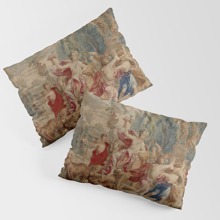Antique 18th Century Mythological Bacchus God of Wine Tapestry Pillow Sham Gallery Image 3
