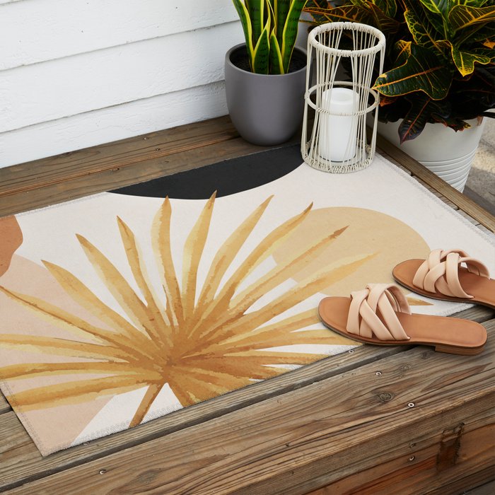 Abstract Art Tropical Leaf 14 Outdoor Rug Gallery Image 2