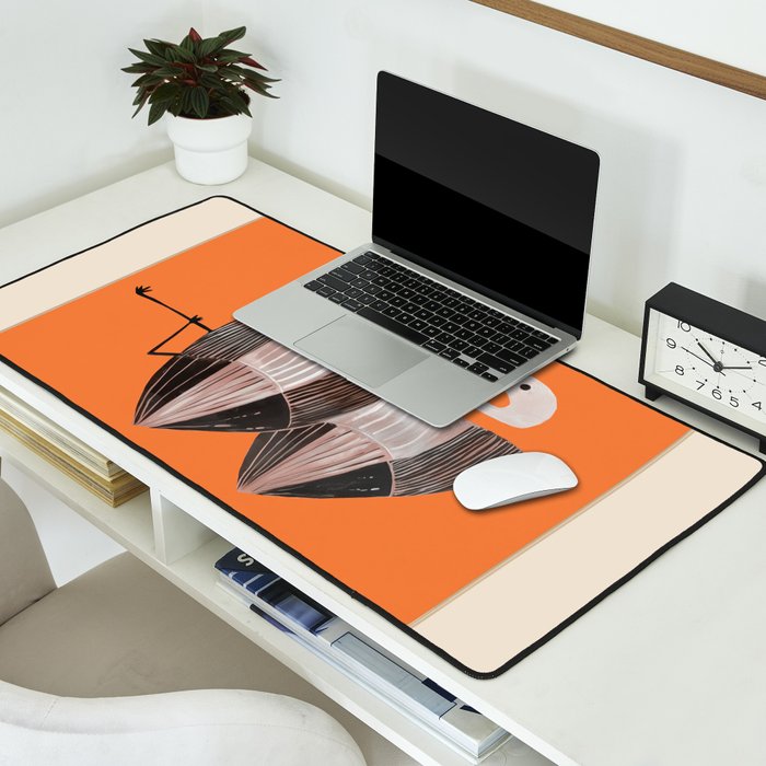 Tangerine Flamingos Desk Mat Gallery Image 2