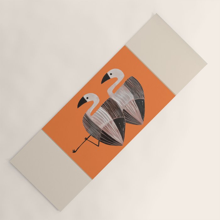 Tangerine Flamingos Yoga Mat Gallery Image 1