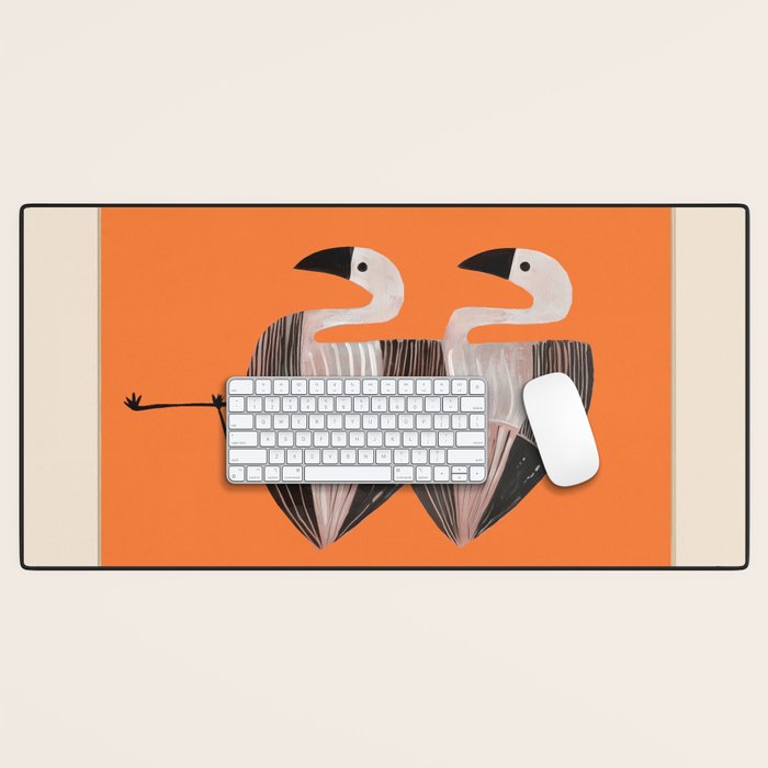 Tangerine Flamingos Desk Mat Gallery Image 1
