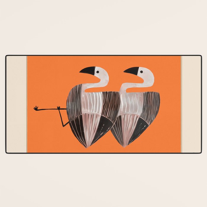Tangerine Flamingos Desk Mat Gallery Image 3