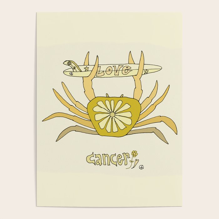 cancer zodiac surfy theme // retro surf art by surfy birdy Poster Gallery Image 4