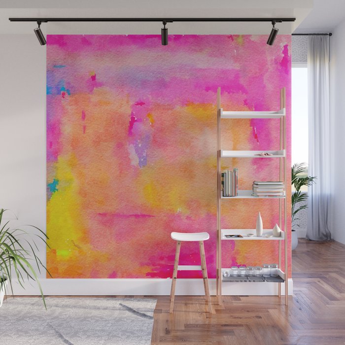 Be A Rainbow In Someone's Cloud | Modern Bohemian Watercolor Painting Optimism Positivity Good Vibes Wall Mural Gallery Image 1