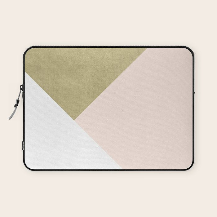 Gold meets Blush & White Geometric #1 (Faux Foil) #decor #art #society6 Laptop Sleeve Gallery Image 1