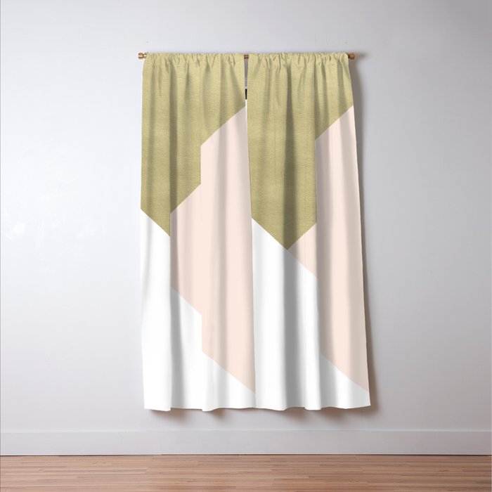 Gold meets Blush & White Geometric #1 (Faux Foil) #decor #art #society6 Window Curtain Gallery Image 3