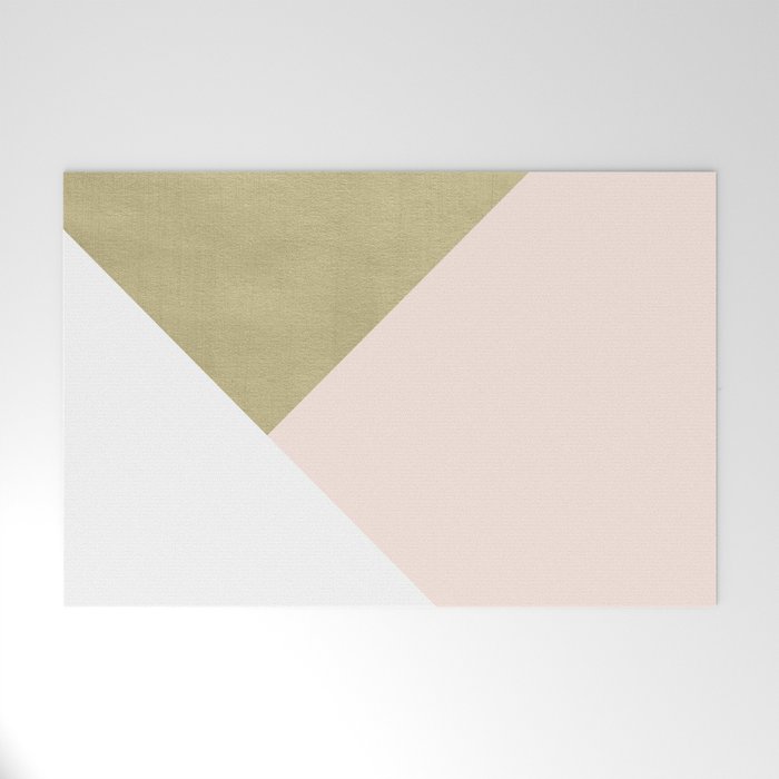 Gold meets Blush & White Geometric #1 (Faux Foil) #decor #art #society6 Welcome Mat Gallery Image 1