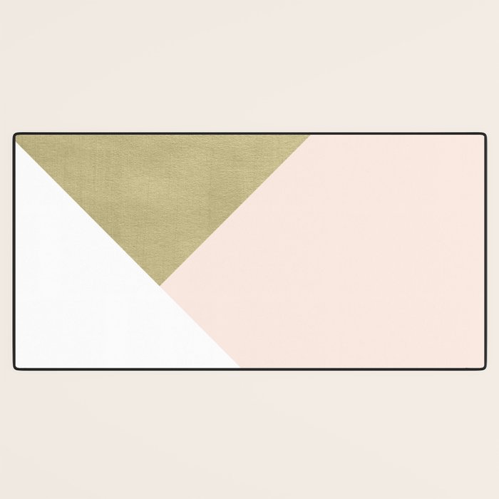 Gold meets Blush & White Geometric #1 (Faux Foil) #decor #art #society6 Desk Mat Gallery Image 3