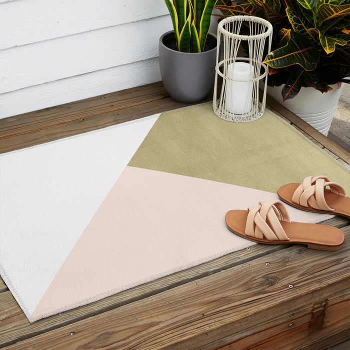 Gold meets Blush & White Geometric #1 (Faux Foil) #decor #art #society6 Outdoor Rug Gallery Image 2