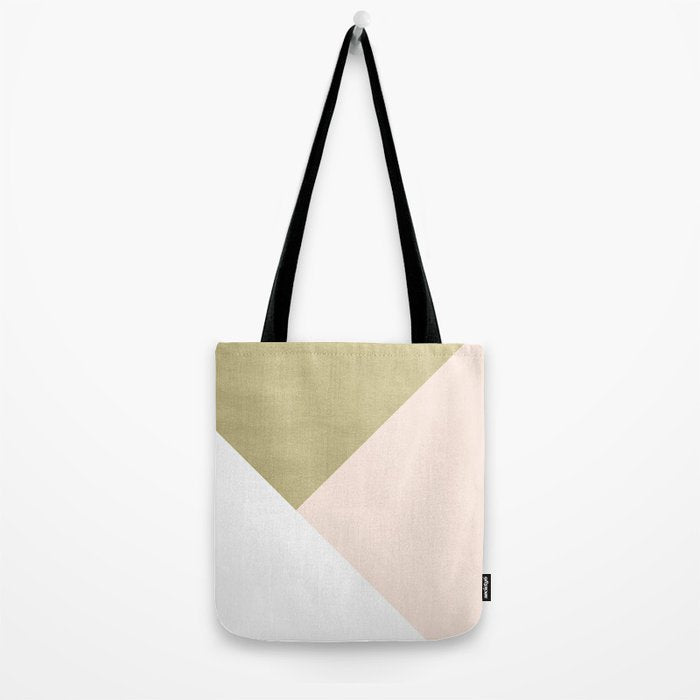 Gold meets Blush & White Geometric #1 (Faux Foil) #decor #art #society6 Tote Bag Gallery Image 2