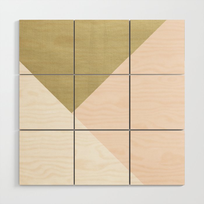 Gold meets Blush & White Geometric #1 (Faux Foil) #decor #art #society6 Wood Wall Art Gallery Image 1