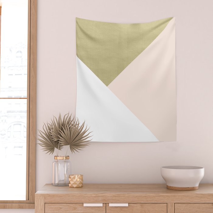 Gold meets Blush & White Geometric #1 (Faux Foil) #decor #art #society6 Wall Tapestry Gallery Image 2
