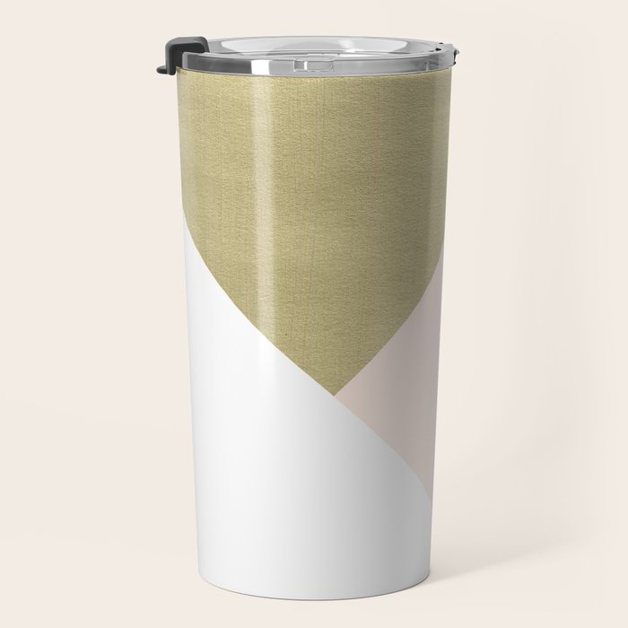 Gold meets Blush & White Geometric #1 (Faux Foil) #decor #art #society6 Travel Mug Gallery Image 3