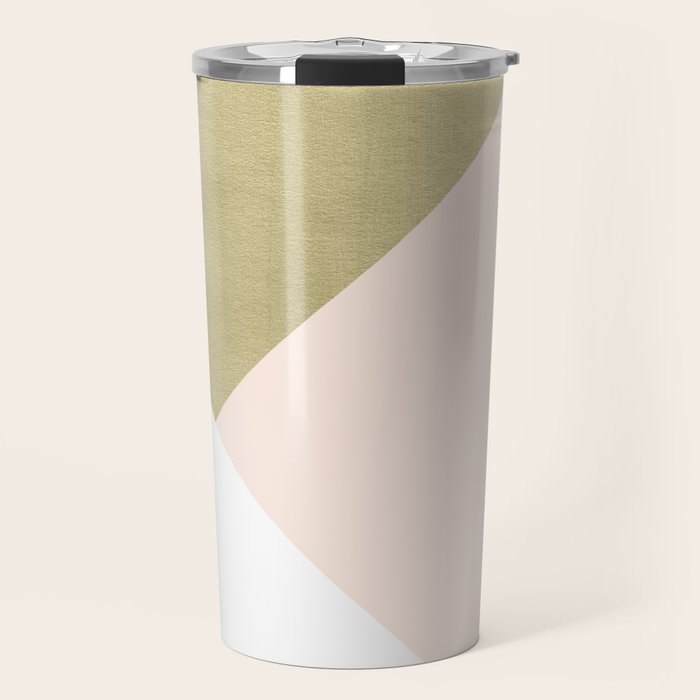 Gold meets Blush & White Geometric #1 (Faux Foil) #decor #art #society6 Travel Mug Gallery Image 1