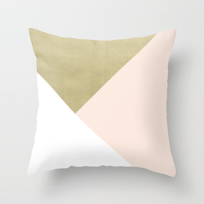 Gold meets Blush & White Geometric #1 (Faux Foil) #decor #art #society6 Throw Pillow Gallery Image 1