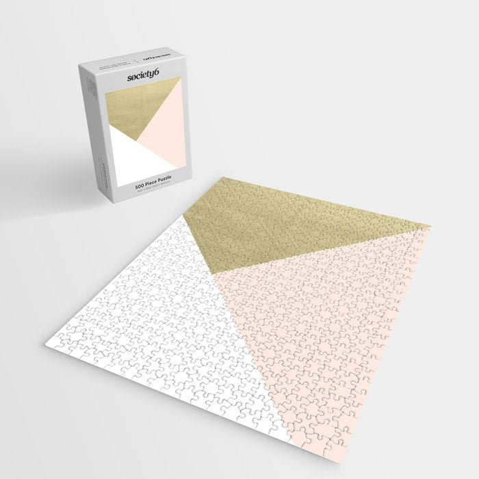 Gold meets Blush & White Geometric #1 (Faux Foil) #decor #art #society6 Jigsaw Puzzle Gallery Image 2