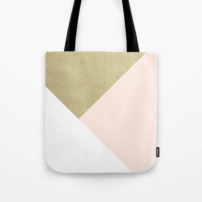 Gold meets Blush & White Geometric #1 (Faux Foil) #decor #art #society6 Tote Bag Gallery Image 1