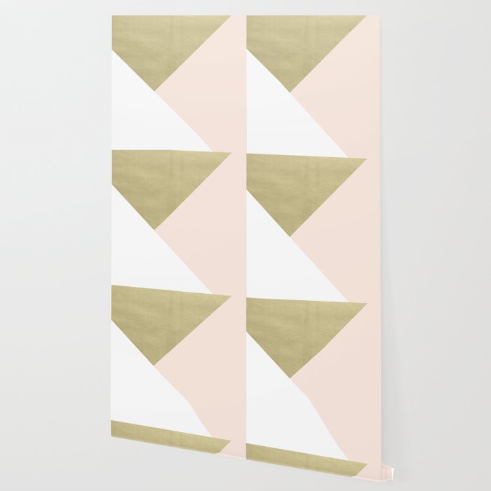 Gold meets Blush & White Geometric #1 (Faux Foil) #decor #art #society6 Wallpaper Gallery Image 2