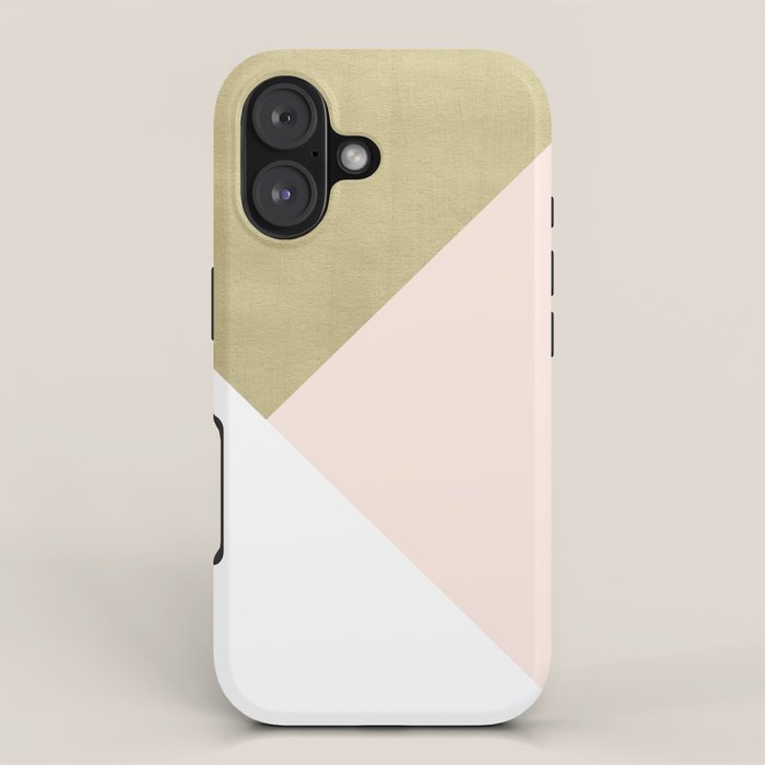 Gold meets Blush & White Geometric #1 (Faux Foil) #decor #art #society6 iPhone Case Gallery Image 1